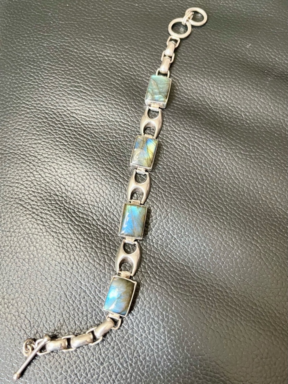 Sterling Silver Labradorite Link Bracelet - Blue-Green Gemstone